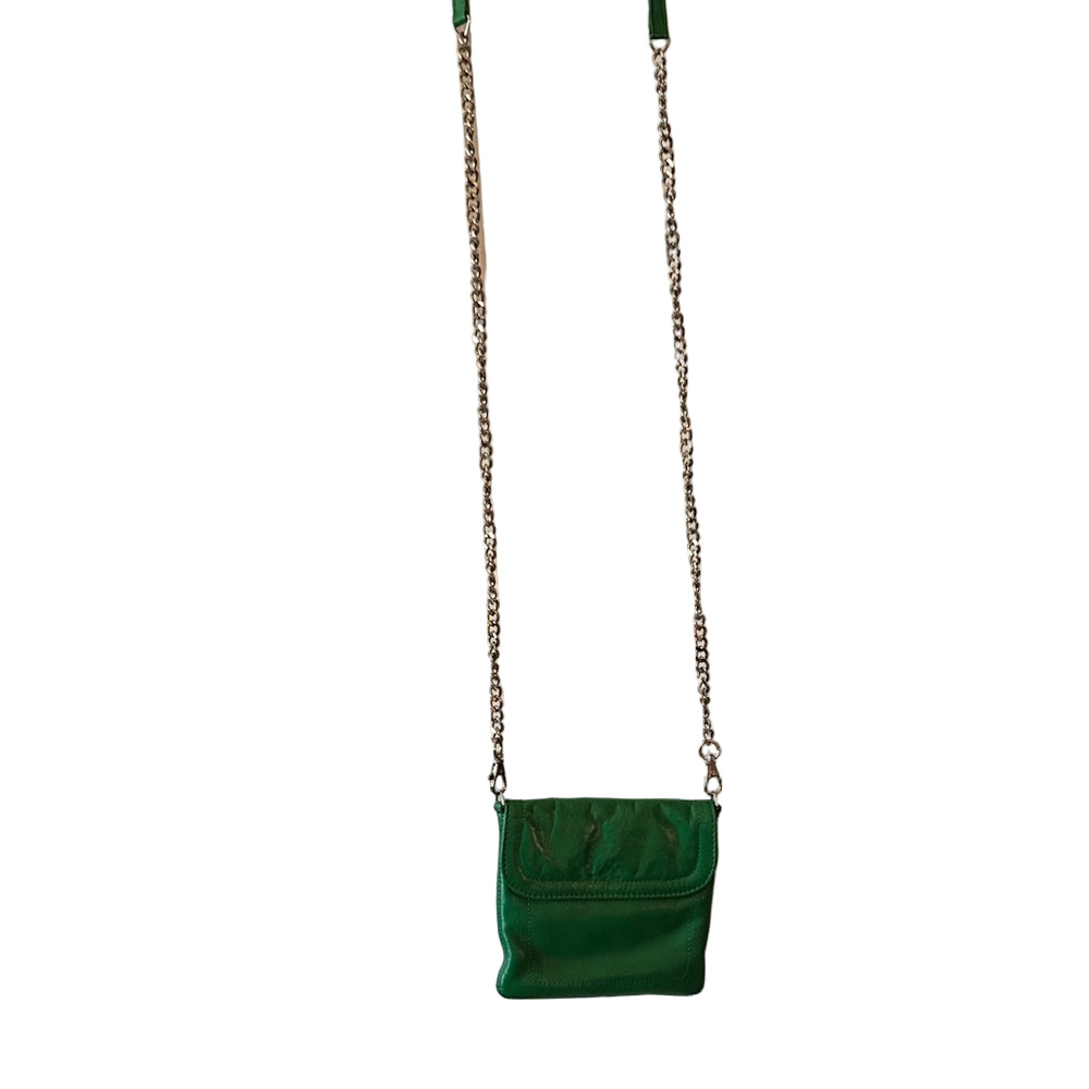 Rare leather Latico Green Crossbody Bag with Chain Strap perfect cond.